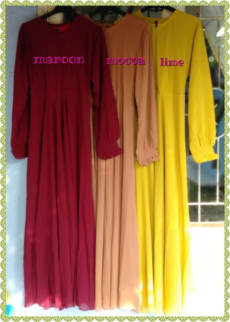 GAMIS CERUTY POLOS(HANYA GAMIS)(free Bros cantik setiap pembelian 2pcs gamis)