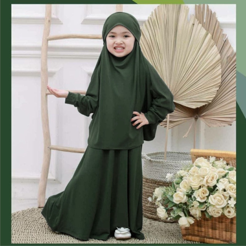 Aisyah Kids Gamis Anak Perempuan Set Hijab French Khimar Usia 5-7 Tahun Bisa Bayar Ditempat COD