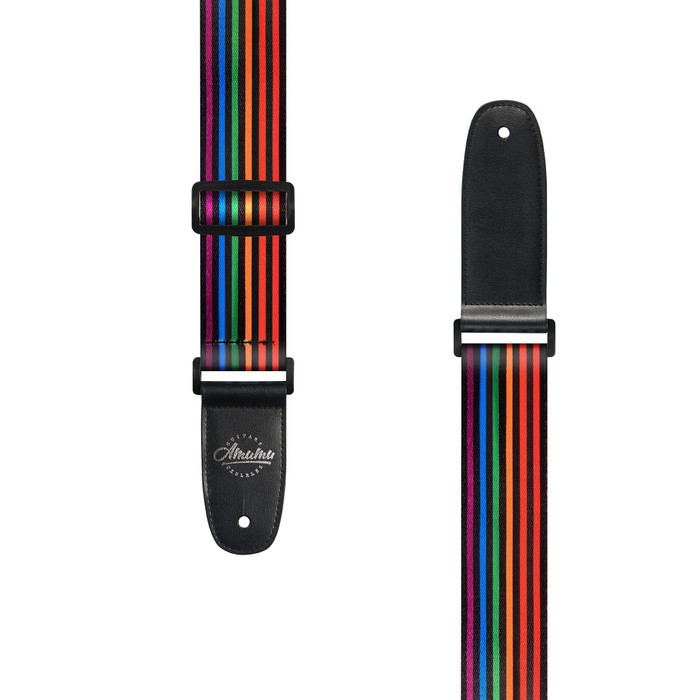 Amumu PC06P-BK Strap Gitar motif Rainbow Stripe