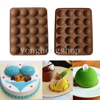 Alat Cetakan Kue Cupcake Muffin Pudding Cokelat Bentuk Setengah Bola 3D Bahan Silikon Untuk Dekorasi