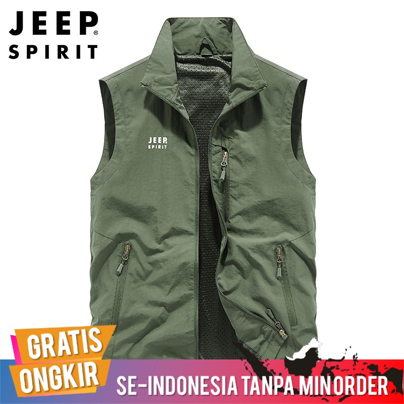 Rompi Pria Import Jeep Spirit Original 2022 new Ritsleting Saku Kasual Ritsleting Warna Cargan Kerah