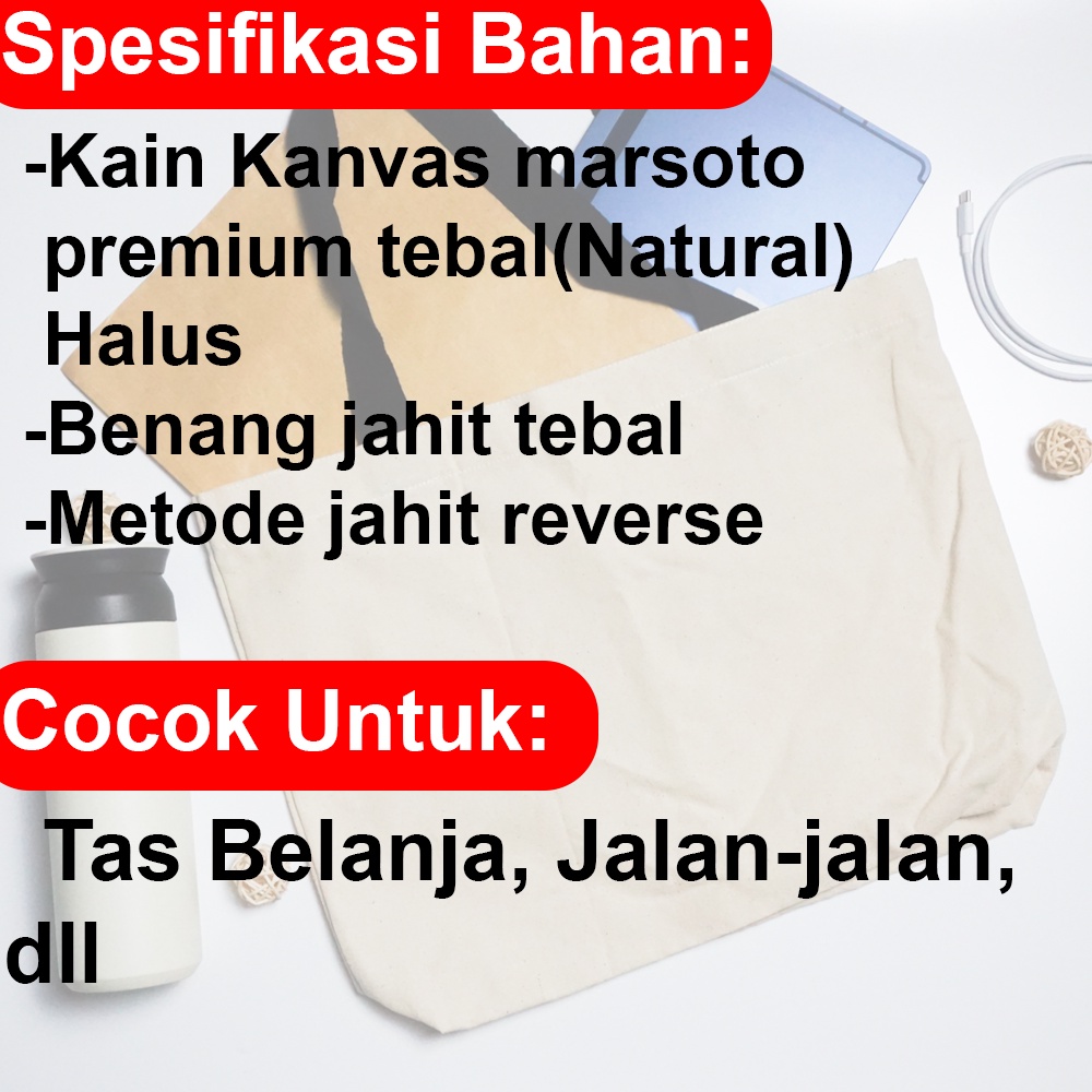 Totebag Kanvas Belanja / Goodie Bag Natural Premium