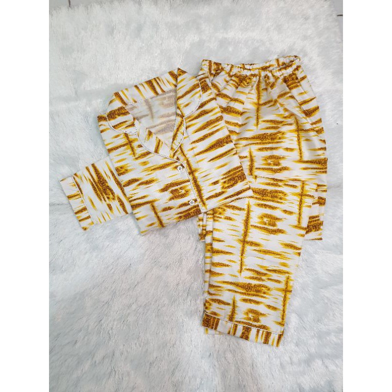 Baju Tidur Piyama Wanita Cewek Pajamas Dewasa Motif Tie Dye PP-PP TIE DYE MUSTARD