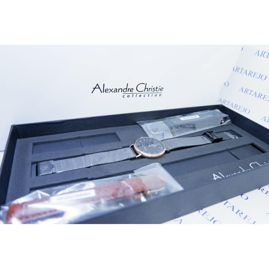 JAM TANGAN WANITA ALEXANDRE CHRISTIE AC 8566 BLACK ROSEGOLD ORIGINAL