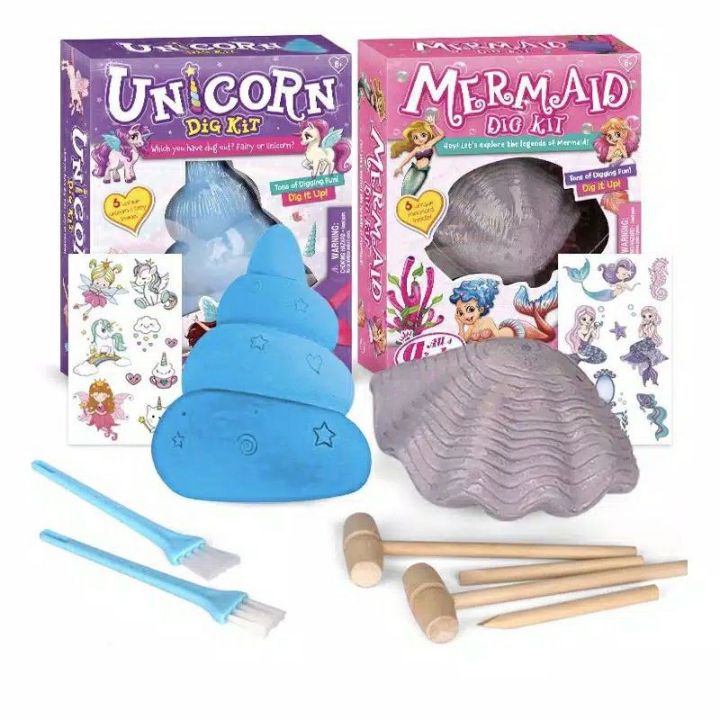 mermaid / unicorn dig kits - mainan edukasi anak