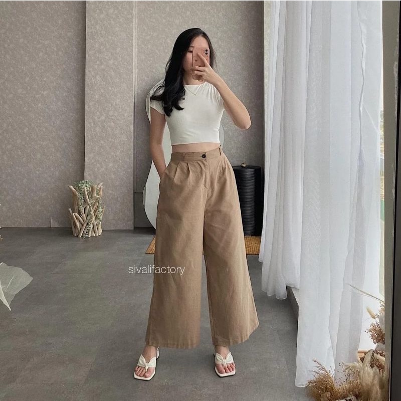 celana Kulot Linen Hightwaist Cullote Pants | Celana kulot Highwaist