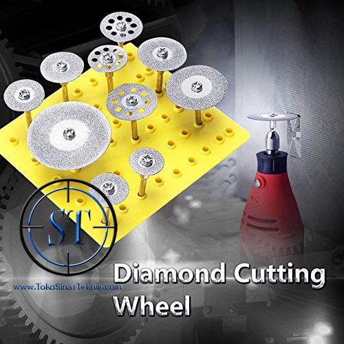 10pcs Mata potong Poles Mini gerinda Diamond Cutting Disc Mini Grinder Cutting Set Plus Batang As Mix Ukuran Box Plastik