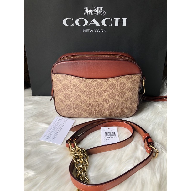 Coach Camera Bag Sign tan rust