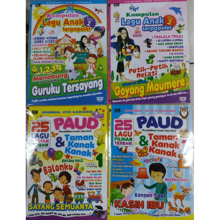 Sale Vcd Ekonomis Original Kumpulan Lagu Anak Dan Paud . 1 Paket 4 Judul .