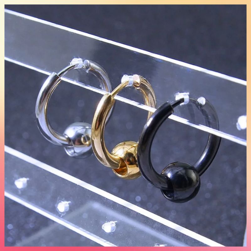 Anting Titanium Anting Pria Bandul Bulat Anti Karat