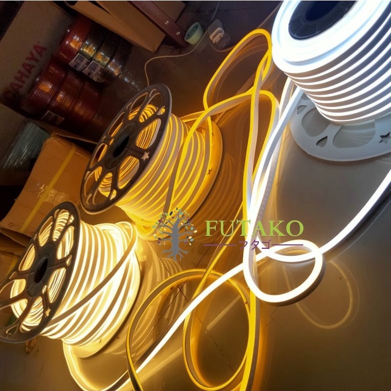 FUTAKO NEON FLEXIBLE LED 1 METER 220V LED STRIP SELANG FLEXIBLE PERMETER SOKET DIJUAL TERPISAH SOKET