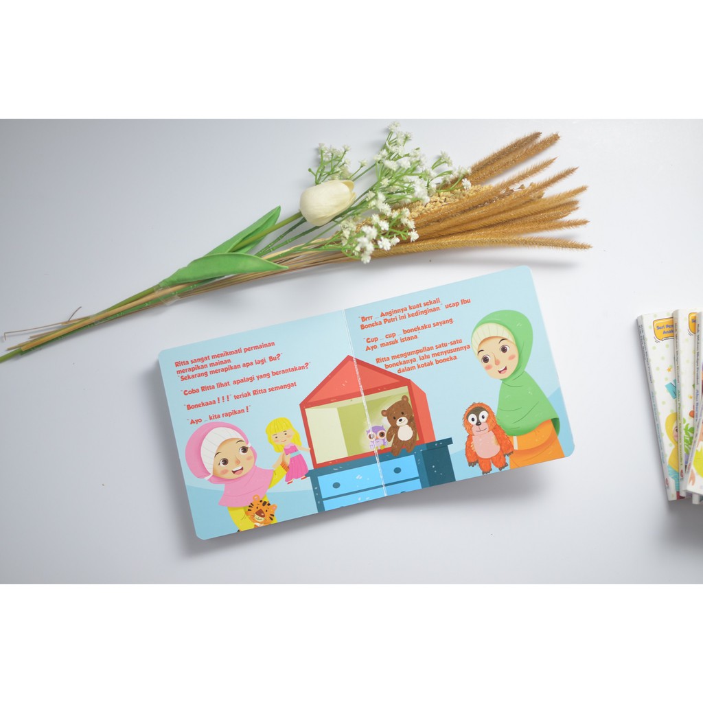 Scritto Books Paket 5 Buku Anak Boardbook Islami / Makan / Mainan / Pakai Baju & Sepatu / Tidur-4