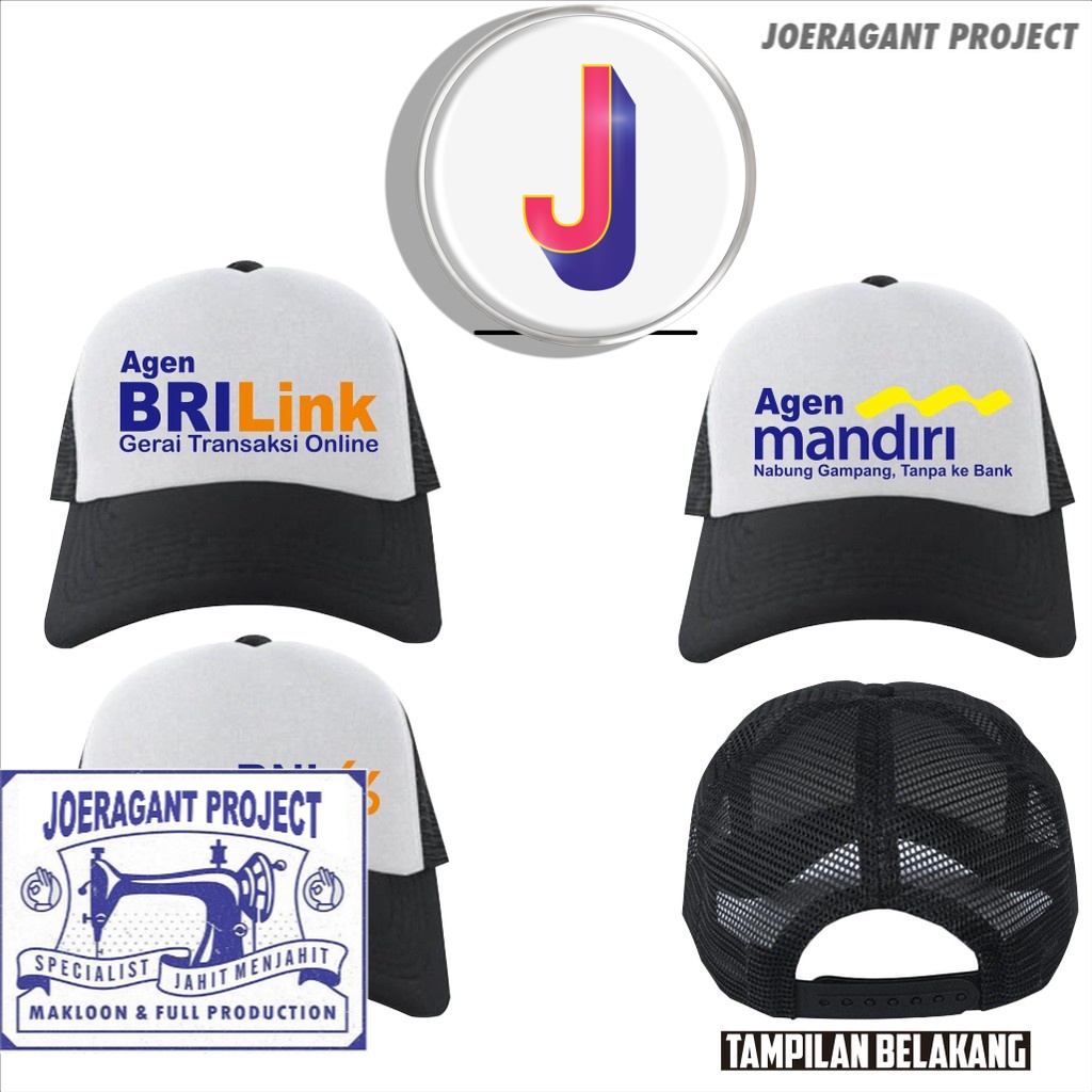 Topi Agen BRILINK Agen Mandiri Agen BNI 46 Topi Trucker Jaring - Karimake -JP
