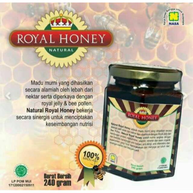 

Natutal Royal Honey Madu Murni, Royal Jelly dan Beepollen NASA
