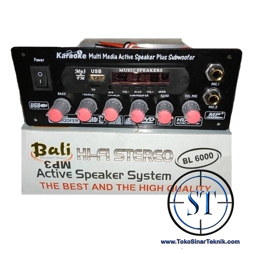 Kit Amplifier Speaker Active Aktip Hi-Fi Stereo Karaoke Multi Media + Subwoofer + MP3 Remote BL-6000