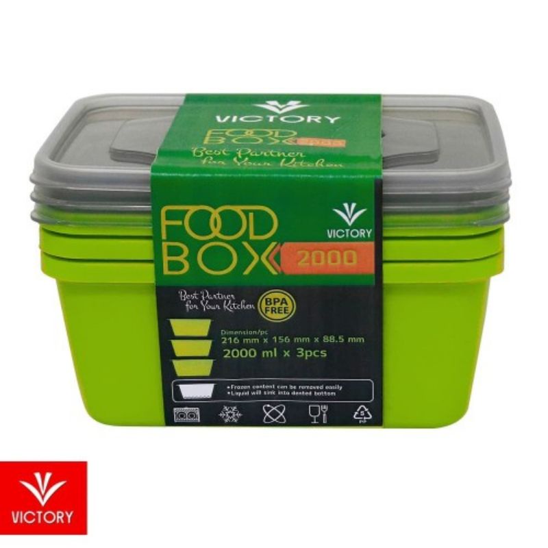 3 pcs food box victory 2000 ML KOTAK MAKAN PLASTIK VICTORY