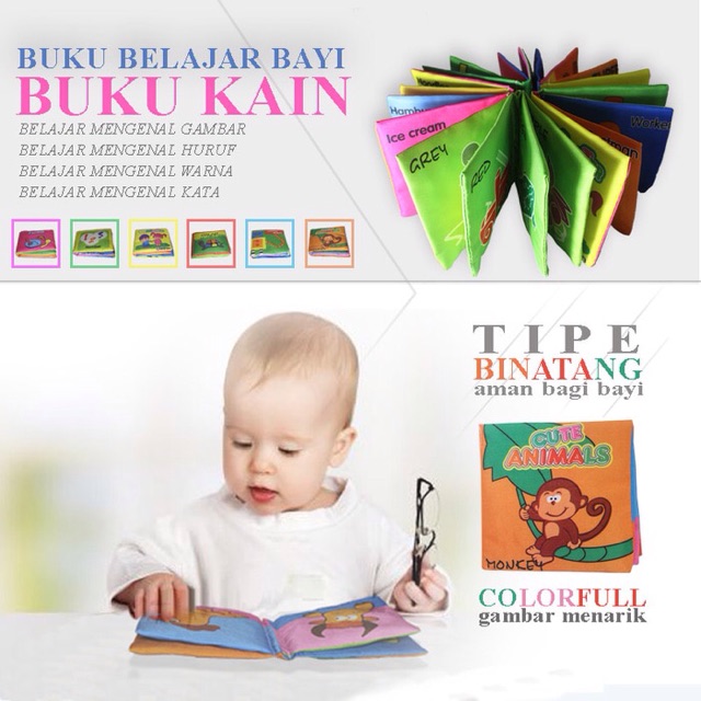 Buku bantal bayi buku kain softbook animals