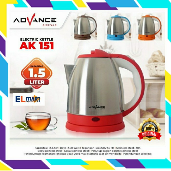 Advance AK151 AK 151 Teko Ceret Listrik Kettle Pemanas Air 1,5L