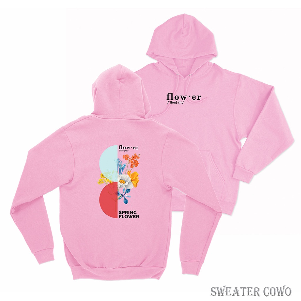 Sweaterpolos Hoodie Jumper SPRING FLOWER ( Sablon ) Unisex Pria &amp; Wanita