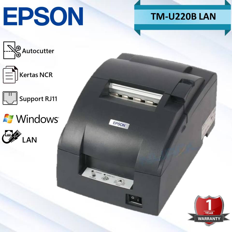 PRINTER POS STRUK DOT MATRIX EPSON TMU220B - TMU 220 B - 220B AUTO CUT USB/LAN/PARALEL