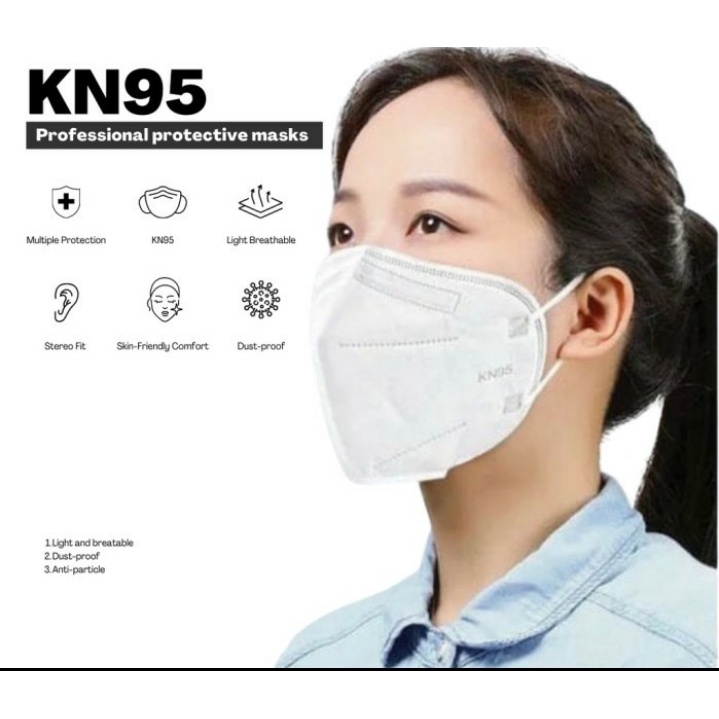 Satu Pcs Masker KN95 KN 95 Dewasa 5 Lapis Ply Warna Putih