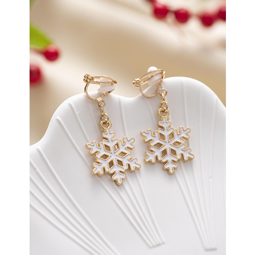 LRC Anting Jepit Fashion Twenty Two# Christmas Snowman Bells Elk Gift Box Ear Clips Q33952 (PART2)