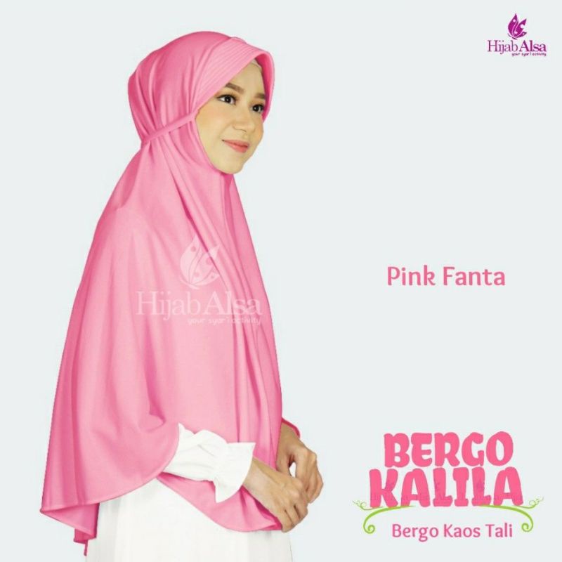 BERGO KAOS INSTAN TALI PAD DAILY HIJAB ALSA KALILA WARNA PINK FANTA