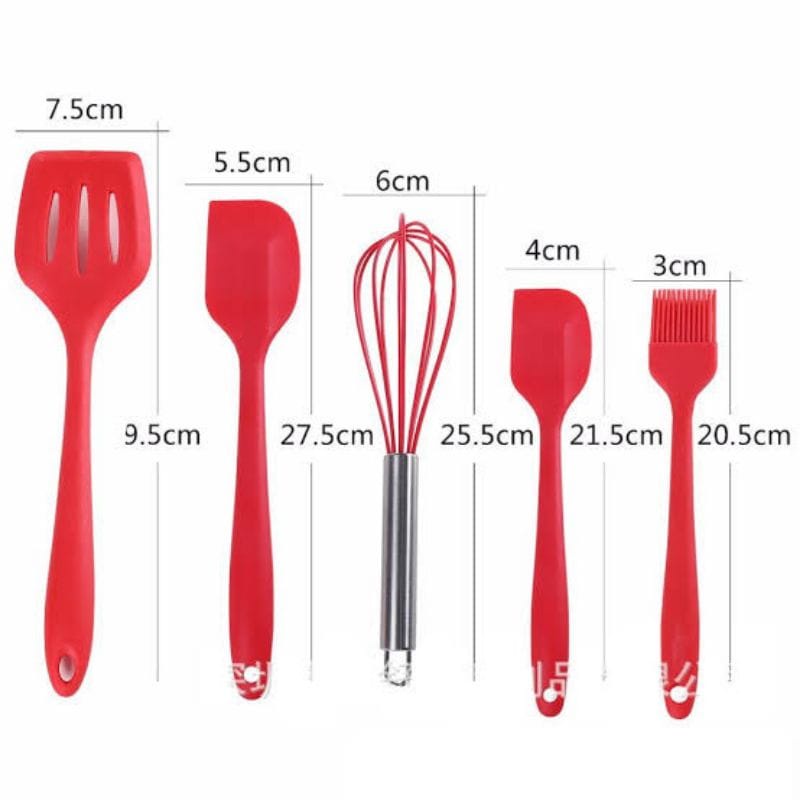 Set Alat Masak Silikon (Isi 5 pcs) / Spatula / Sutil Silikon Tahan Panas