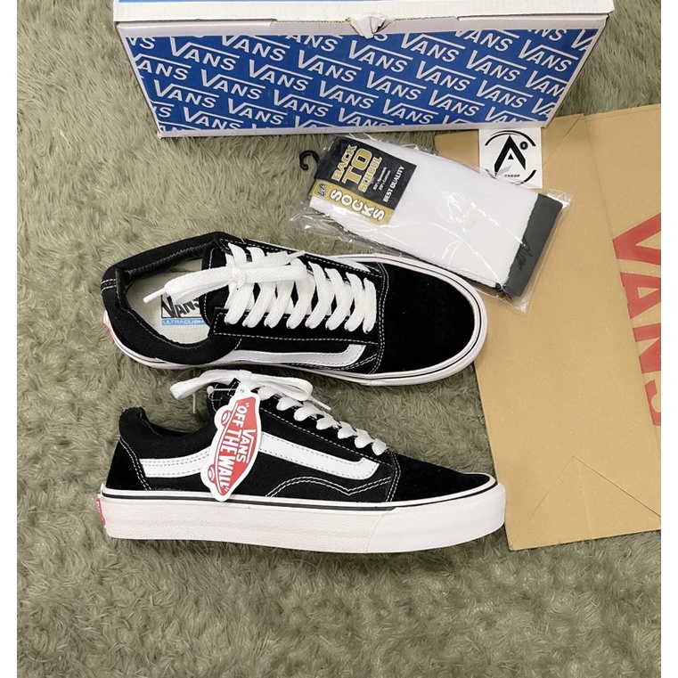 SEPATU VANS OLDSCHOOL BLACK WHITE DT PREMIUM