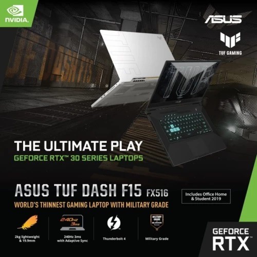 Notebook Asus TUF Dash F15 FX516PC-I535B6T-O i5-11300H 8GB 512SSD