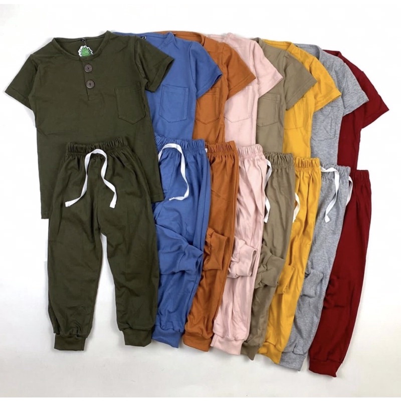 SETELAN PAJAMAS KANCING UNISEX  (1-10 TAHUN )