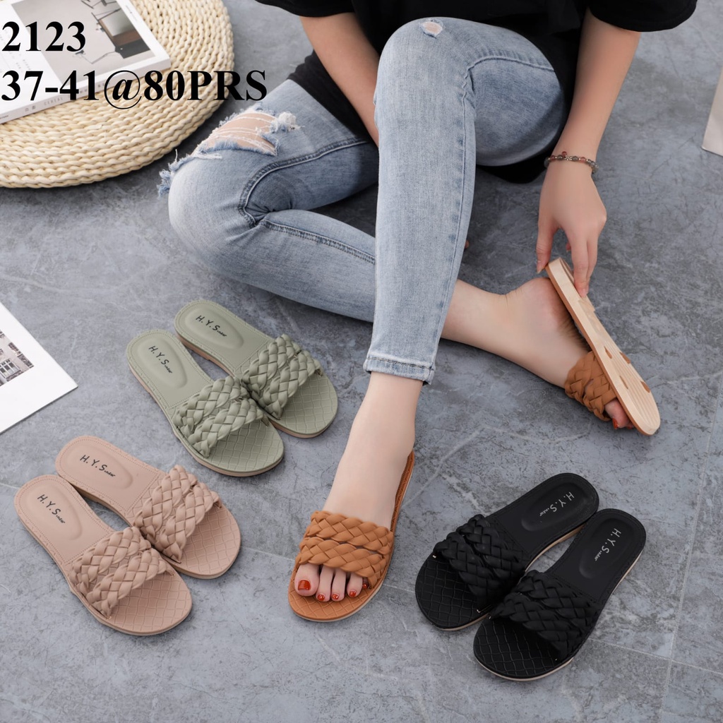 Sandal Wanita Terbaru 2022/Sendal Selop Anyam Jelly HYS New 2123/Teplek Karet Import