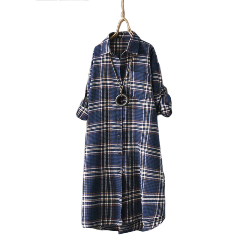 ZANZEA Women Plaid Casual Button Down Plus Size Loose Blouse