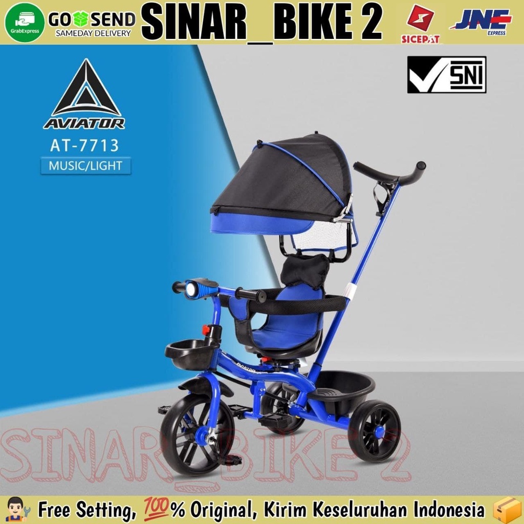 Sepeda Anak Roda Tiga Tricycle AVIATOR AT 7713 Kursi Bisa Putar 360°