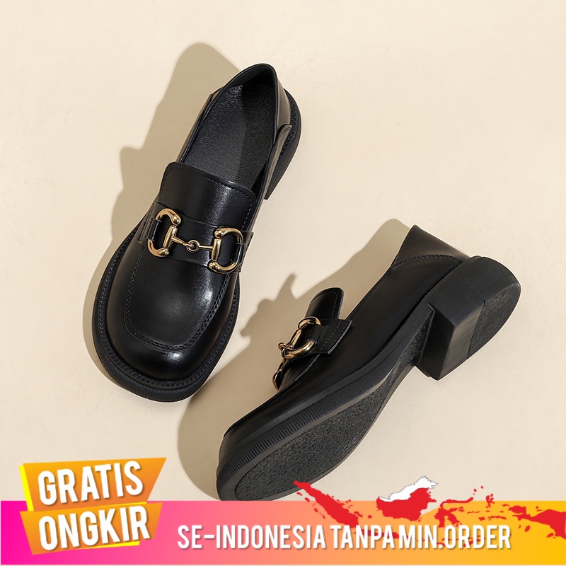 Sepatu Wanita 2022 Platform Kulit Hitam  Sepatu Wanita JK Sepatu Hits