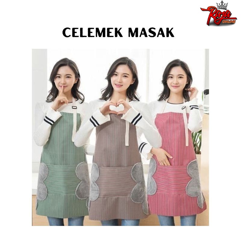 CM30 - Celemek Masak Bahan Tebal Bisa Lap Tangan Apron Celemek