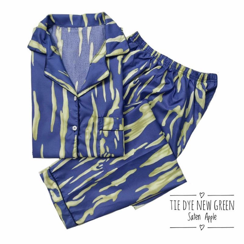 Piyama Wanita Baju Tidur Wanita Dewasa Baju Tidur Piyama Satin Apple-Dairy Green