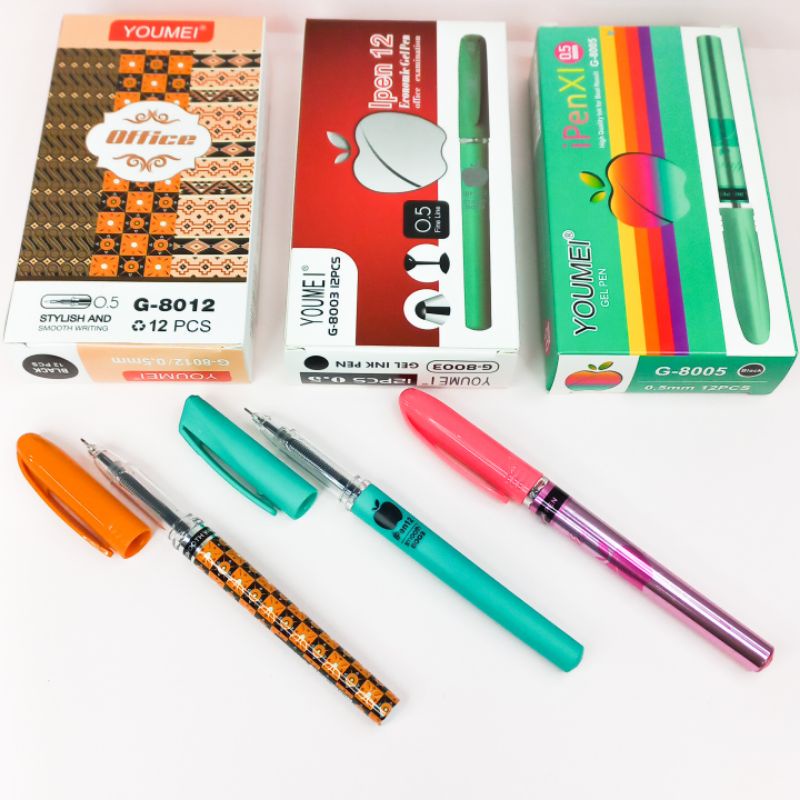 Ballpoint Pulpen Gel Youmei Ipenx isi 12Pcs Grosir