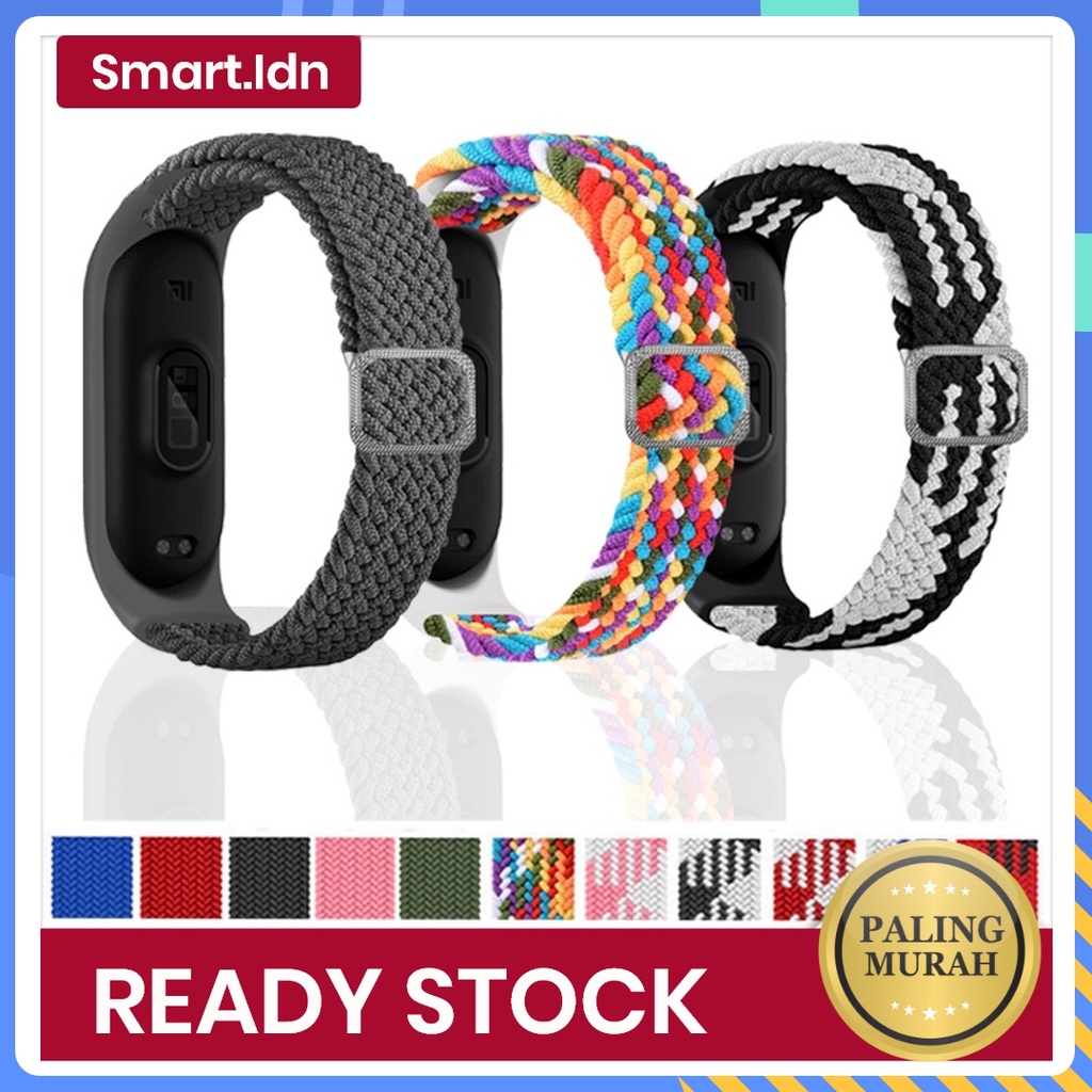 Tali Strap Nilon Xiaomi Mi Band 3 4 5 6 7 Sport Braided Stretch Loop Strap