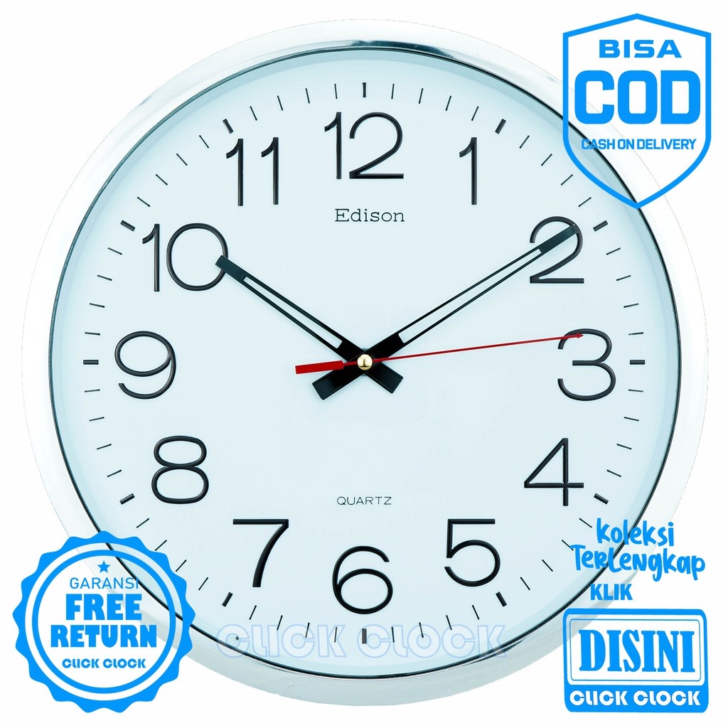 Jam Dinding Kantor Jamdinding Polos Minimalis Wall Clock EDISON EDW - 28 - TCH