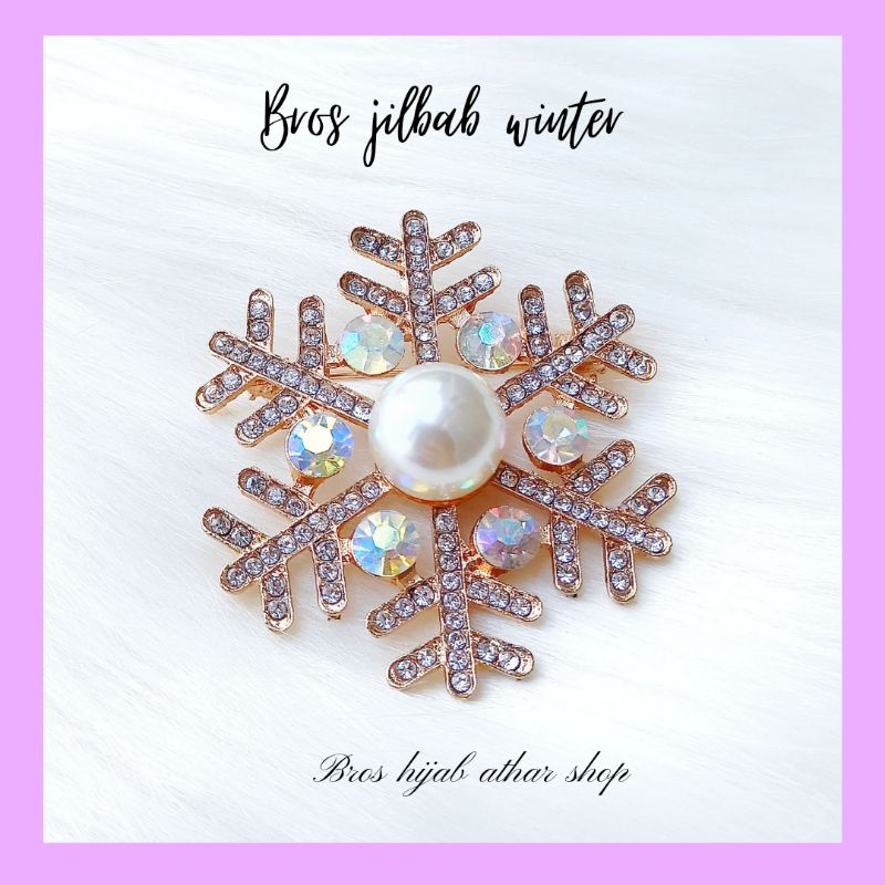 Athar shop COD Bros mutiara kristal fashion korea aksesoris fashion pin bros tuspin-Winter 011 gold