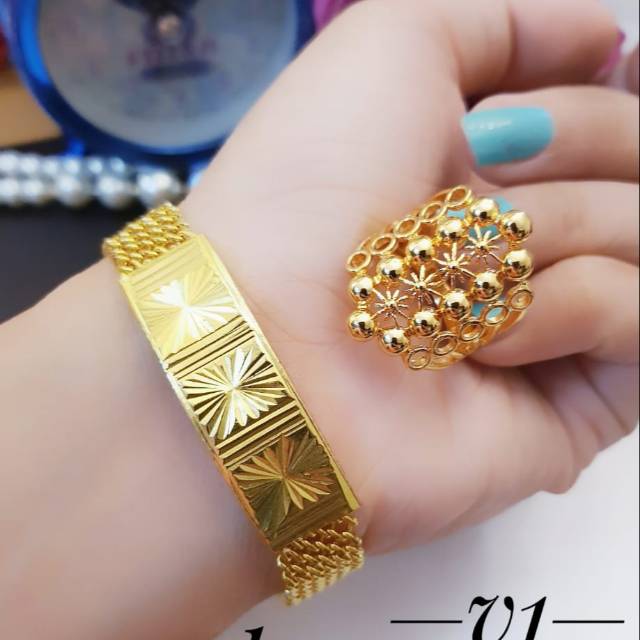 Xuping gelang dan cincin lapis emas 24k 0541