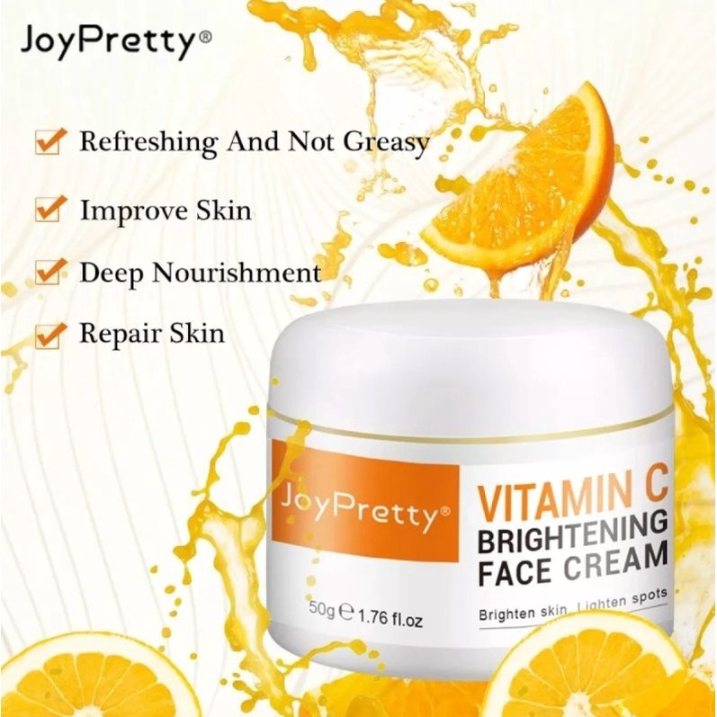 JoyPretty Vitamin C Cream Pencerah Wajah Penghilang Flek Hitam Melasma Krim Crem Pemutih Wajah Pelembab Wajah Siang dan Malam