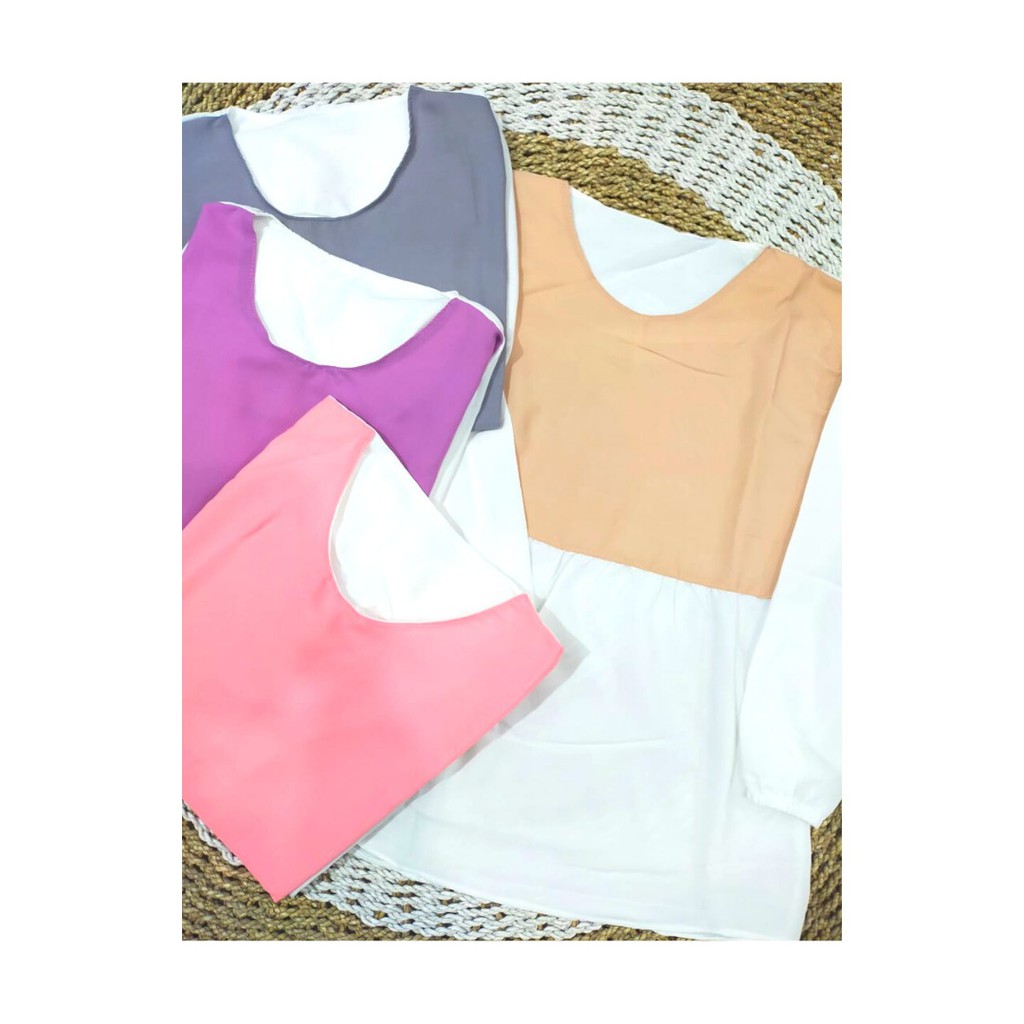 Arde top blouse / atasan blouse meyuna 2tone / atasan wanita dua warna