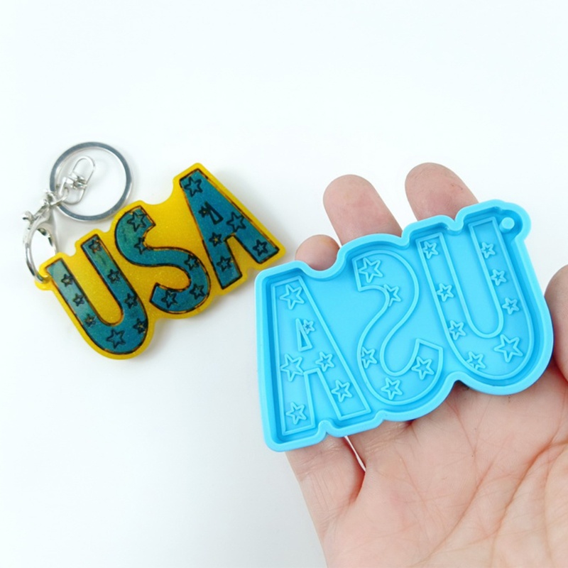 SIY  Letters USA Keychain Epoxy Resin Mold Handmade Necklace Pendant Silicone Mould DIY Crafts Jewelry Casting Tools