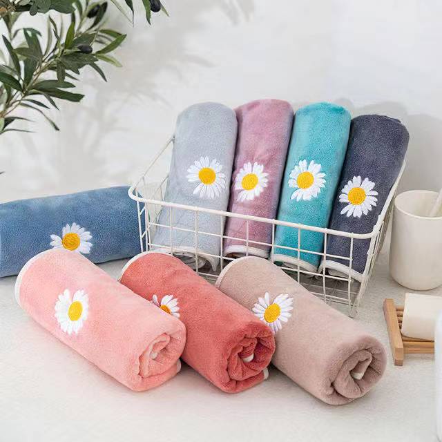 Handuk  mandi handuk Muka Micro Bulu Premium 35x75cm handuk bayi motif bunga Krisan super nyerap airimport