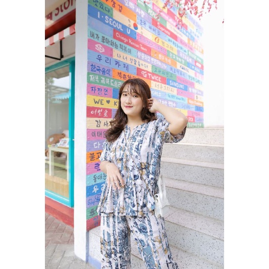 ONE SET PAJAMAS REMPEL LENGAN PENDEK/PIYAMA REMPEL BUSUI /LD 120 (all size)/BAHAN KATUN-TSAMARA SET