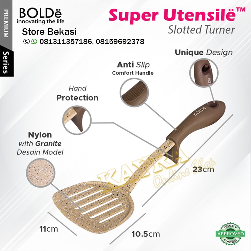 Bolde Spatula Lubang Sutil Sodet Super Utensil Anti Gores Anti Lengket