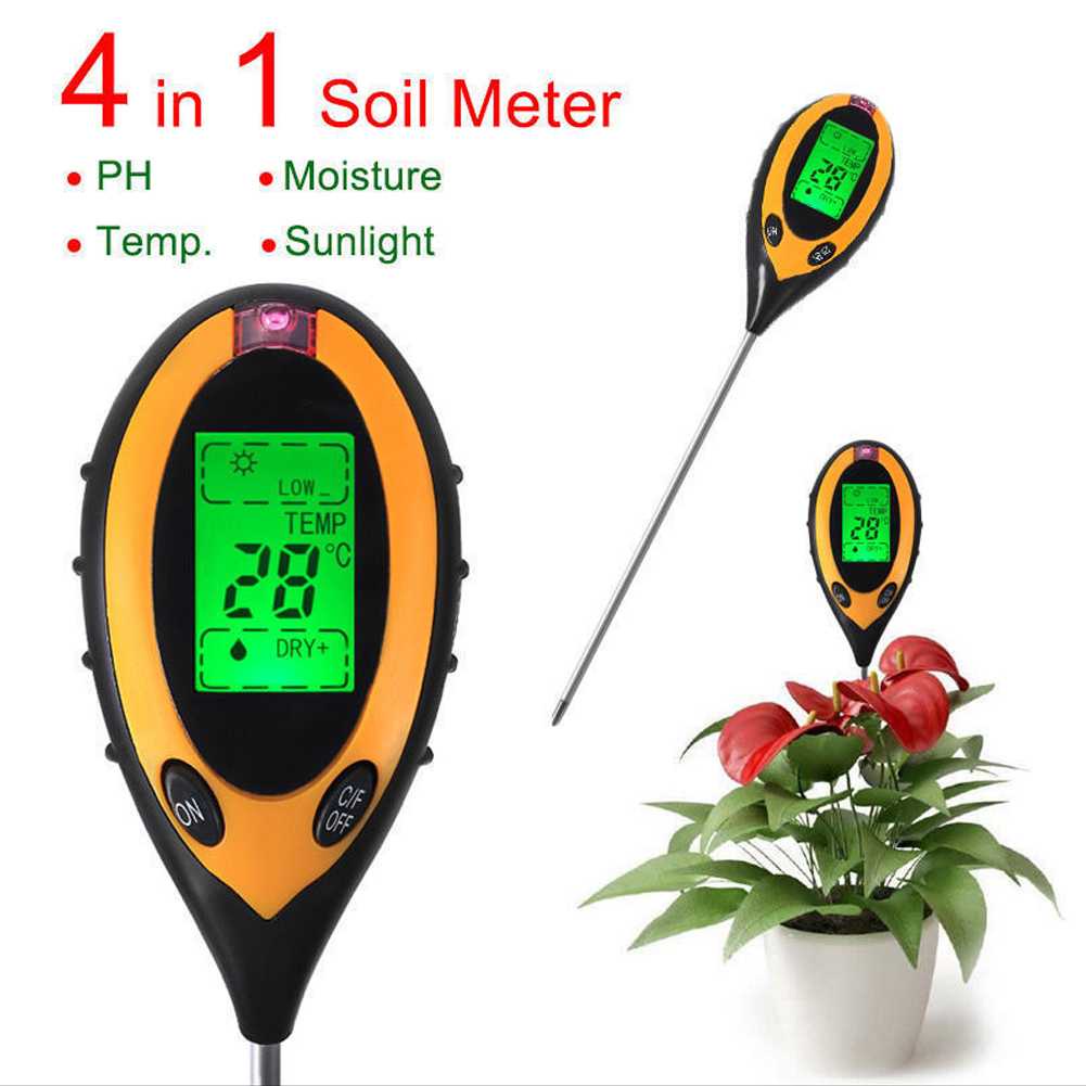 alat pengukur ph tanah ph meter tanah digital Soil Analyzer Tanah Tester Meter Moisture Meter PH Meter Sunlight Meter Suhu Alat Ukur 4 in 1 Temperature &amp; Kelembaban Tanah Soil Moist PH Analyzer