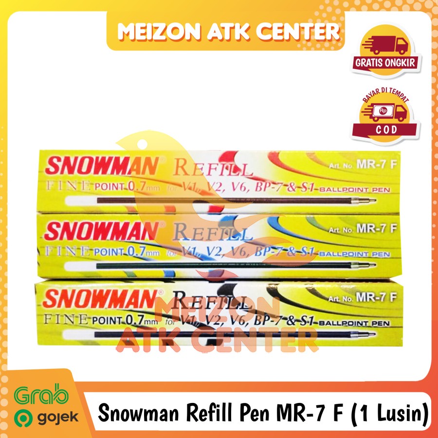 Refill Pen Isi Pulpen Snowman V1,V2,V6,BP7,S1 MR7F 0.7mm [ 1 LUSIN ]